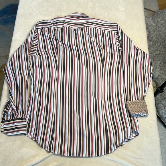 Men’s Tailorbyrd sz L Colourful Striped Button Down Brown Blue Pink - Picture 11 of 11